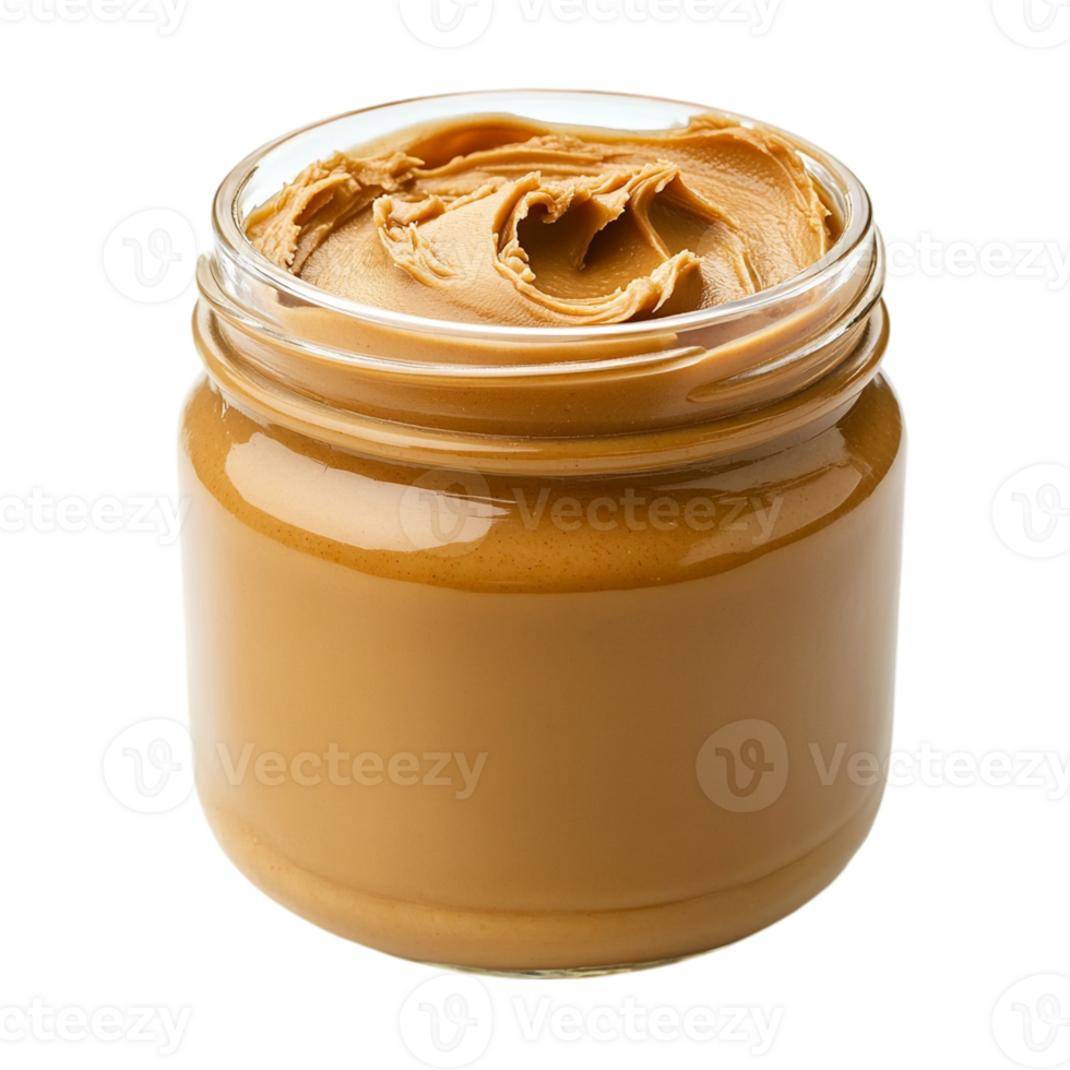 Creamy peanut butter in jar food product isolated on transparent background png