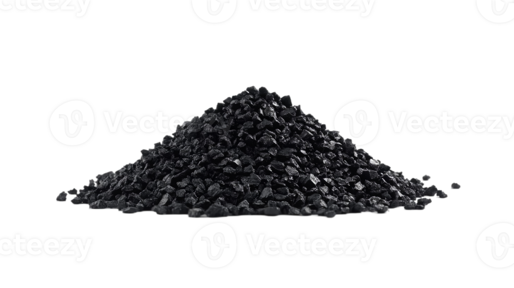 Pile of charcoal granules on a plain setting material isolated on transparent background png
