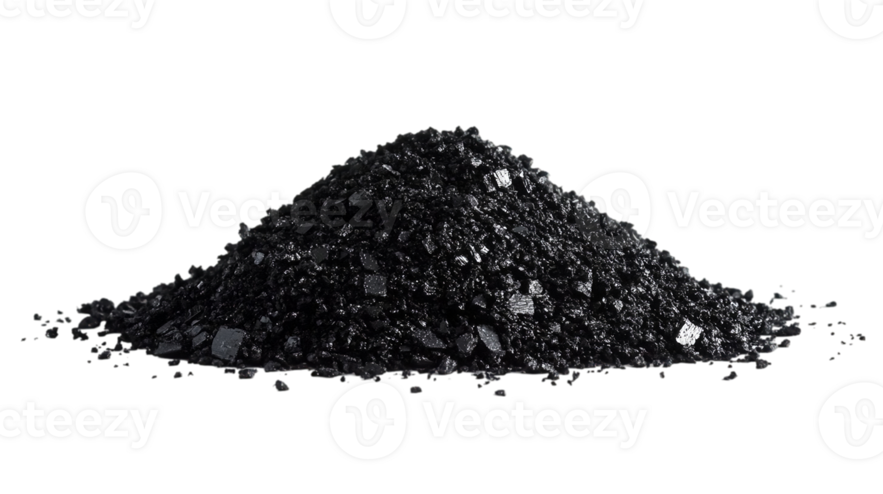 Pile of granular coal material on a plain background isolated on transparent background png