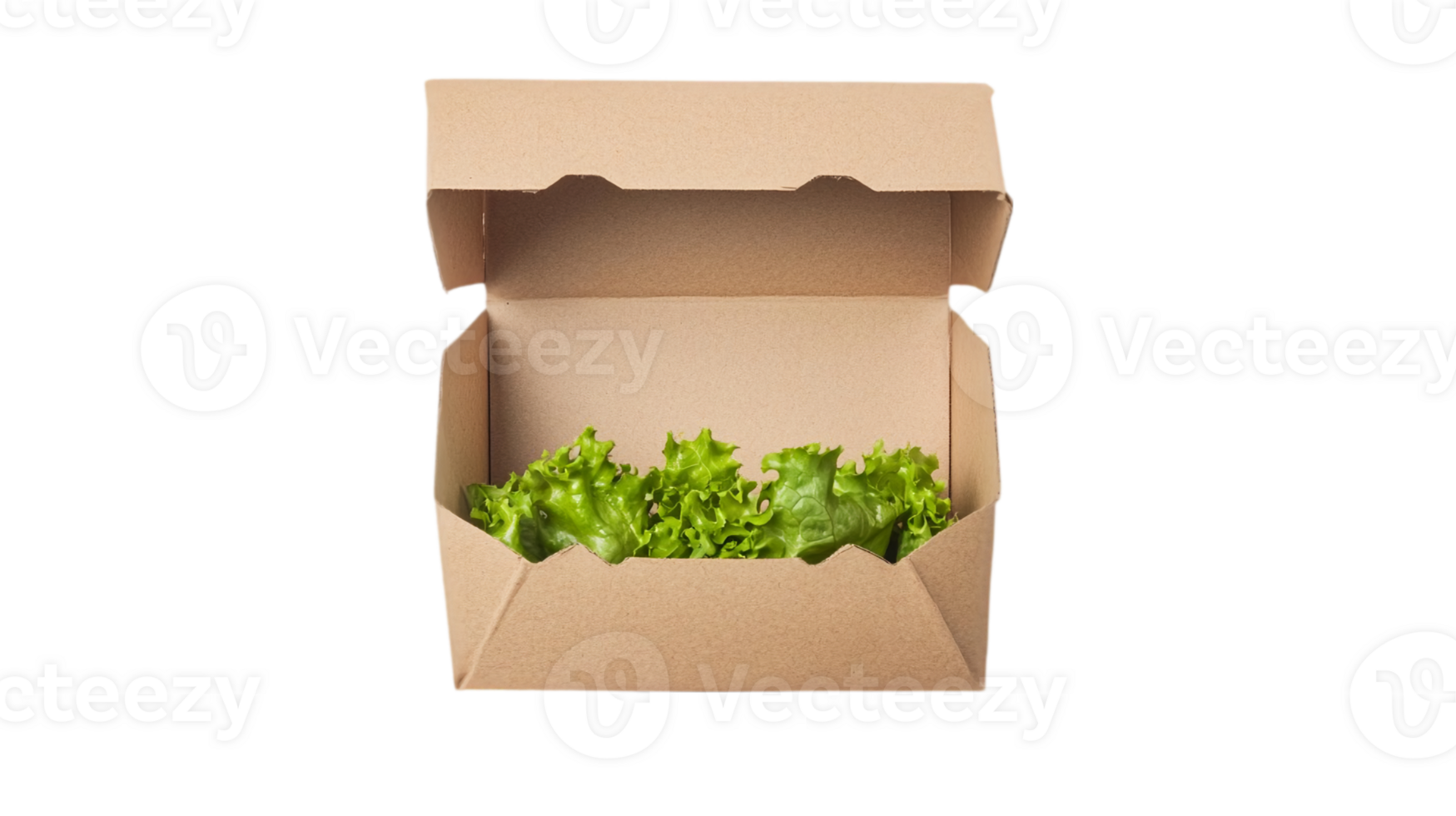 Fresh green lettuce in a cardboard box on a background isolated on transparent background png