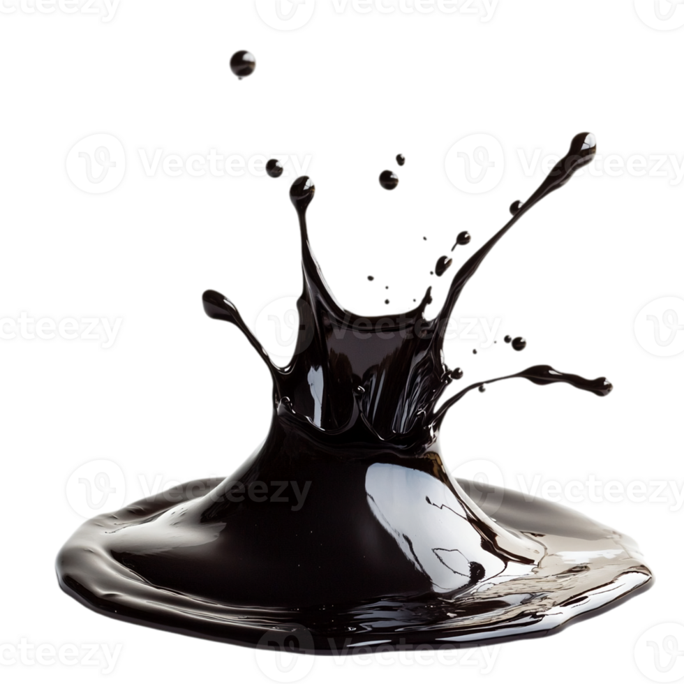 Liquid splash macro detail of chocolate coffee drink isolated on transparent background png