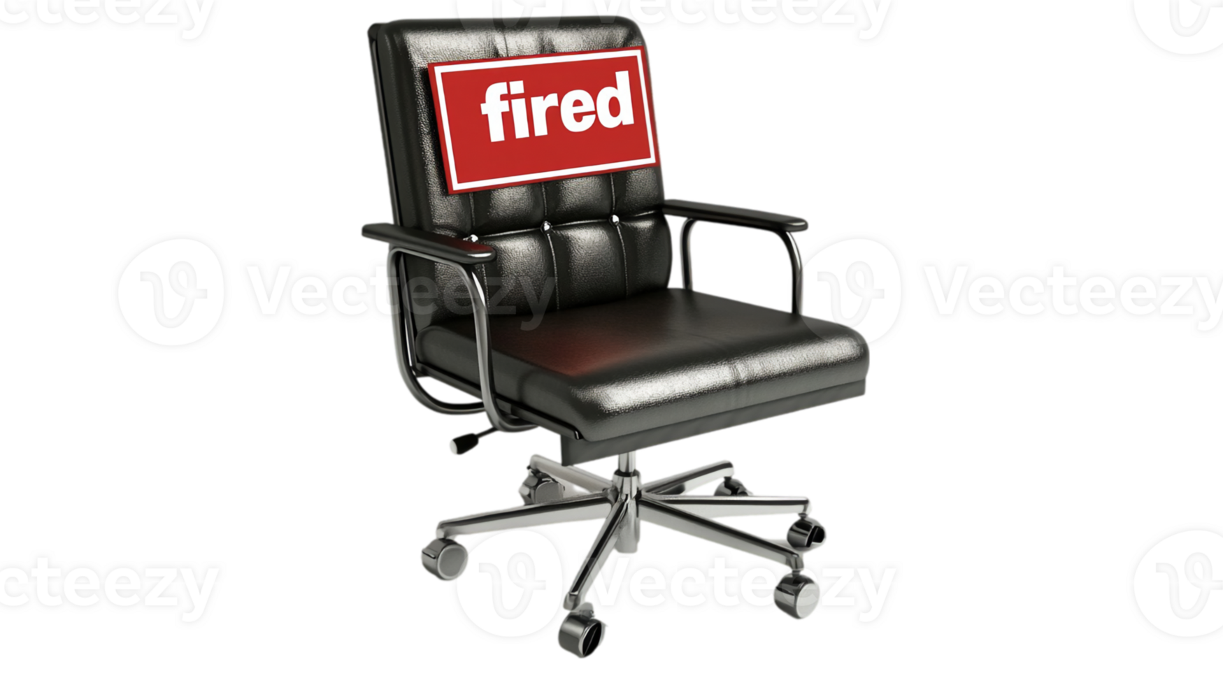 Job loss concept empty office chair with fired sign isolated on transparent background png