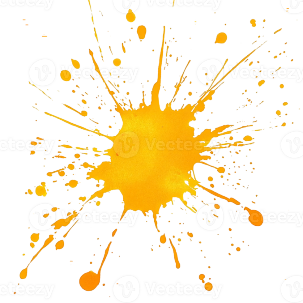 Vibrant yellow splatter paint design on a canvas art isolated on transparent background png