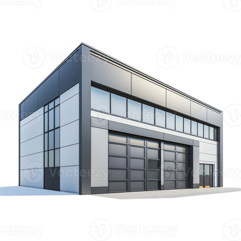 Modern commercial building exterior architecture design isolated on transparent background png