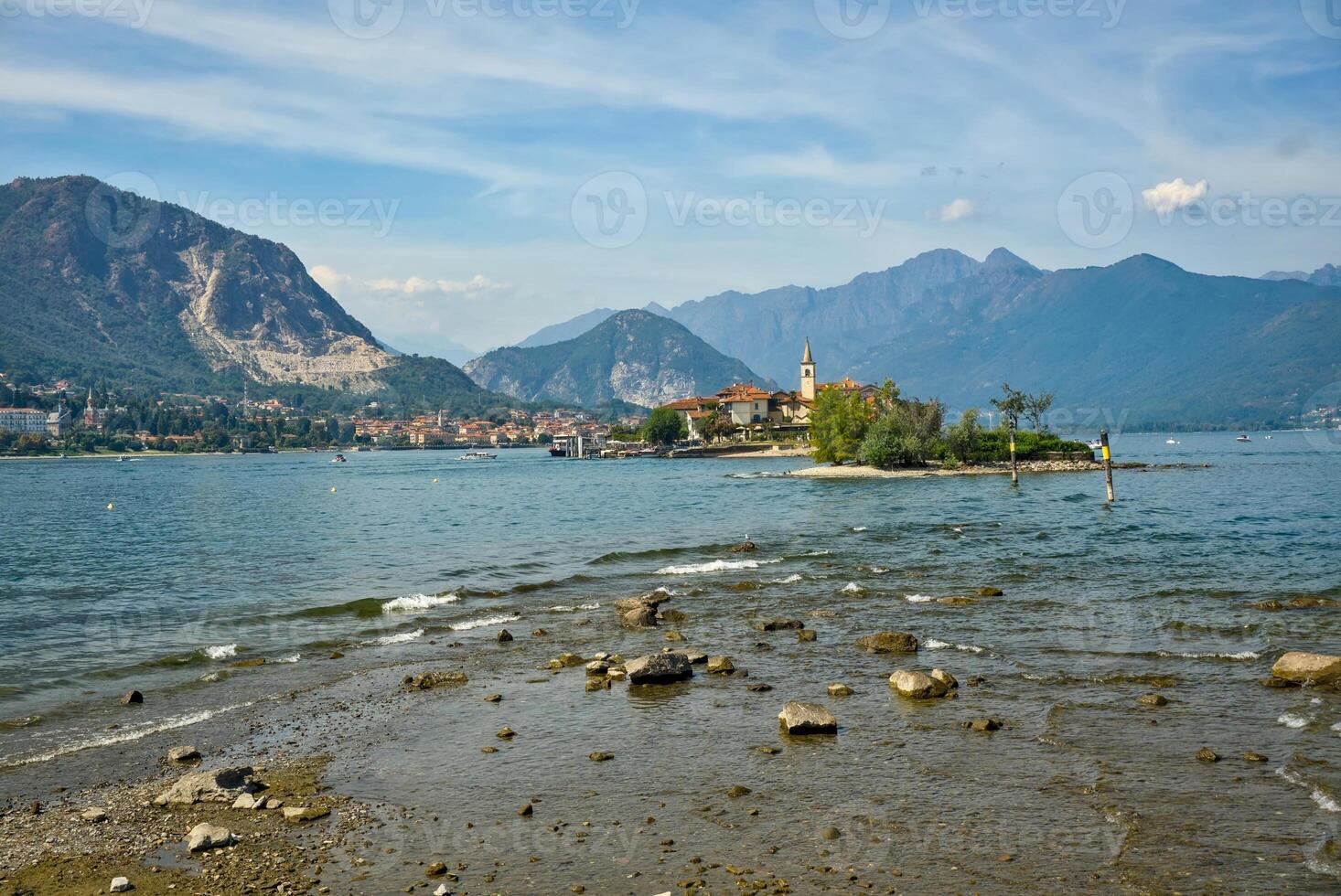 View on Isola Superiore at Lago Maggiore in Summer photo