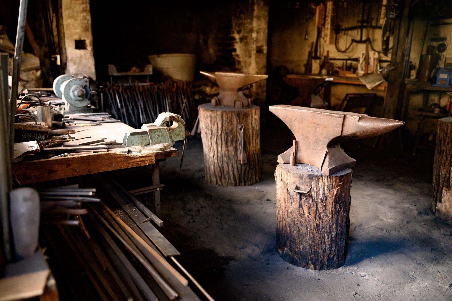 An anvil in the forge in the Museum Kulturen in Lund Sweden 2025 photo