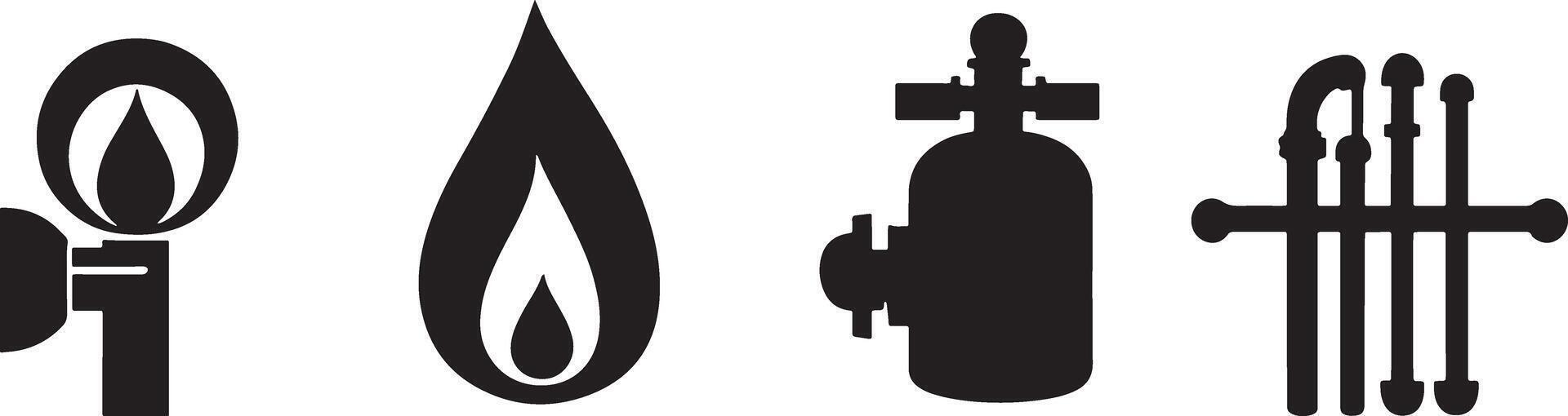 illustration of gas and plumbing icons for industrial and home use applications and design needs vector