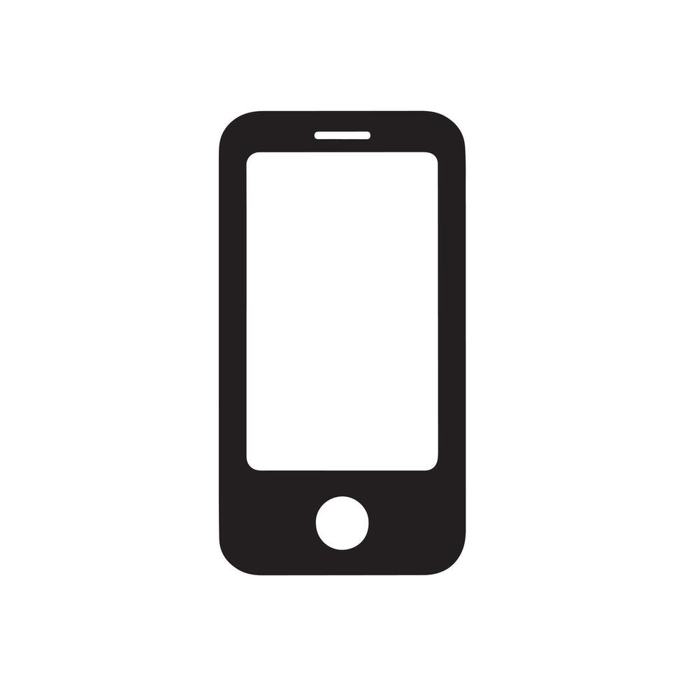 Mobile phone smartphone device technology communication gadget cell phone cellular phone black and white icon 100 vector