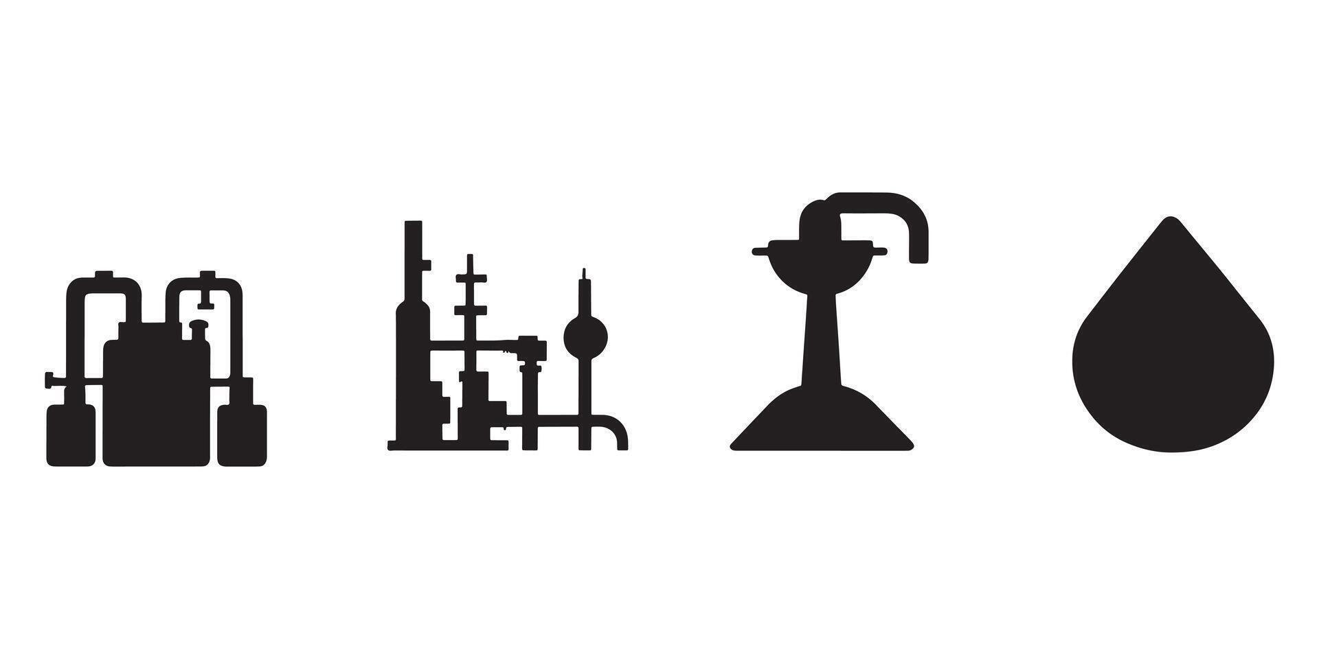 Industrial process factory plant silhouette icon illustration design element set isolated 100 vector