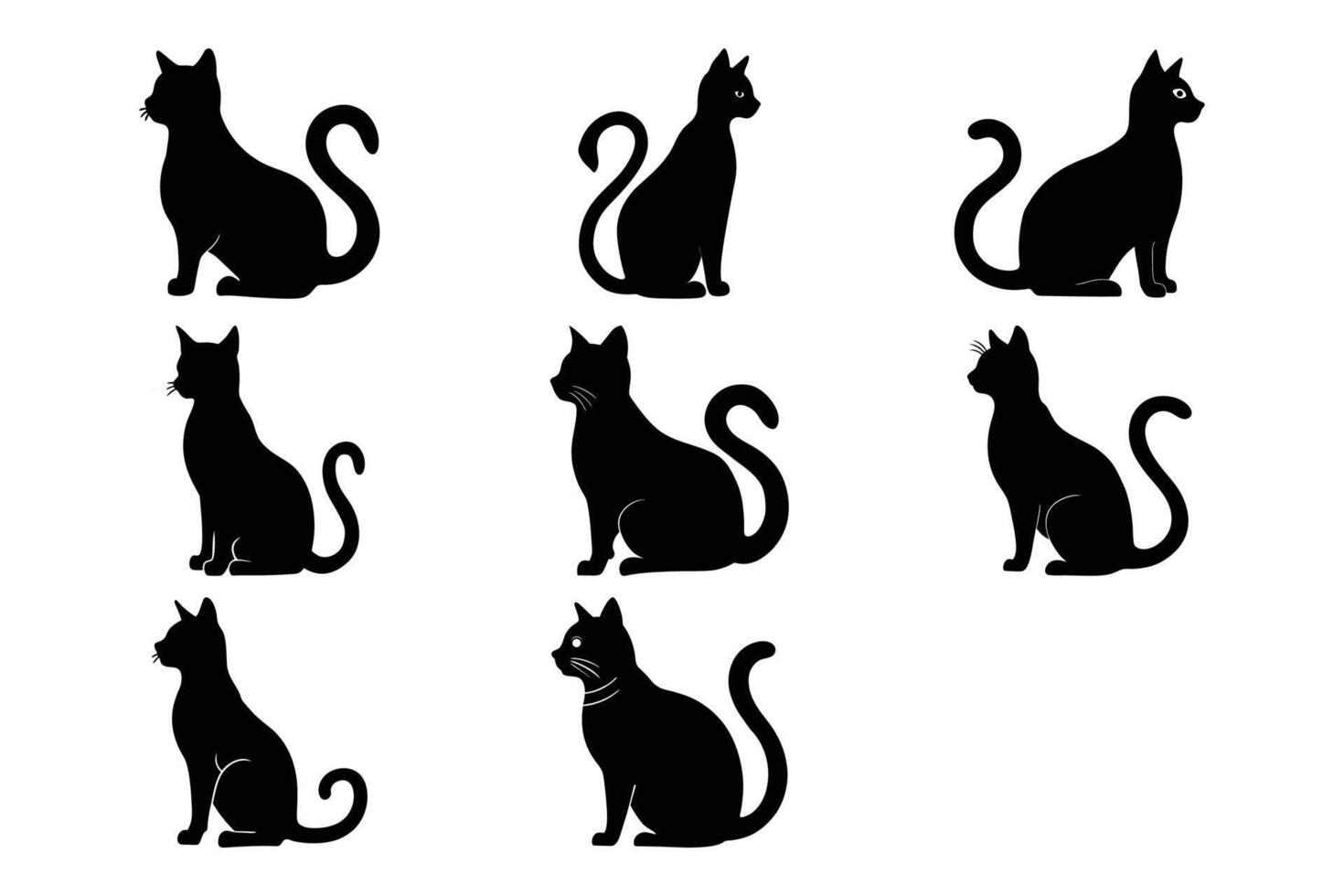Devon Re Cat Silhouette Graphic Art Set Bundle Collection vector
