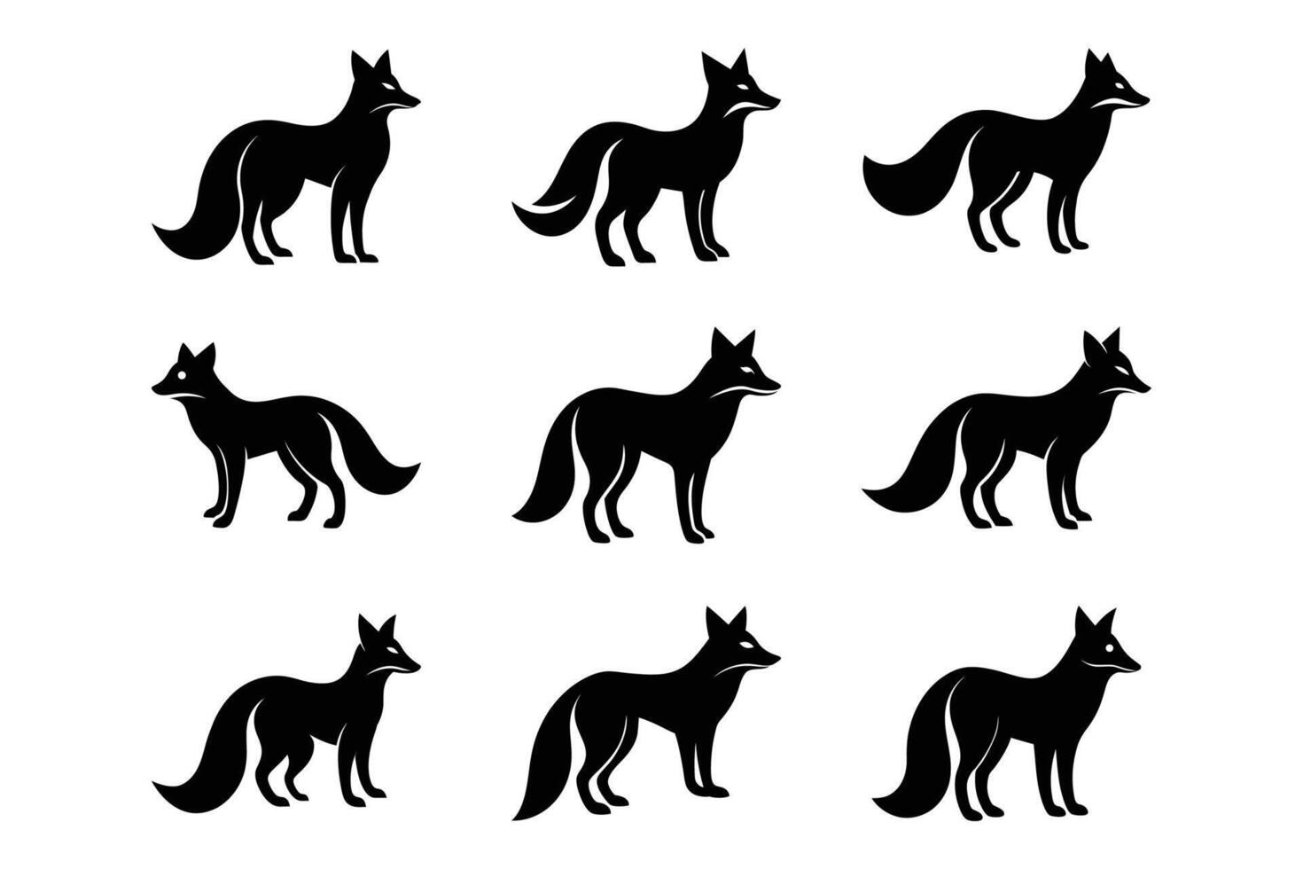 Simple Fox Silhouette Graphic Art Set Bundle Collections vector