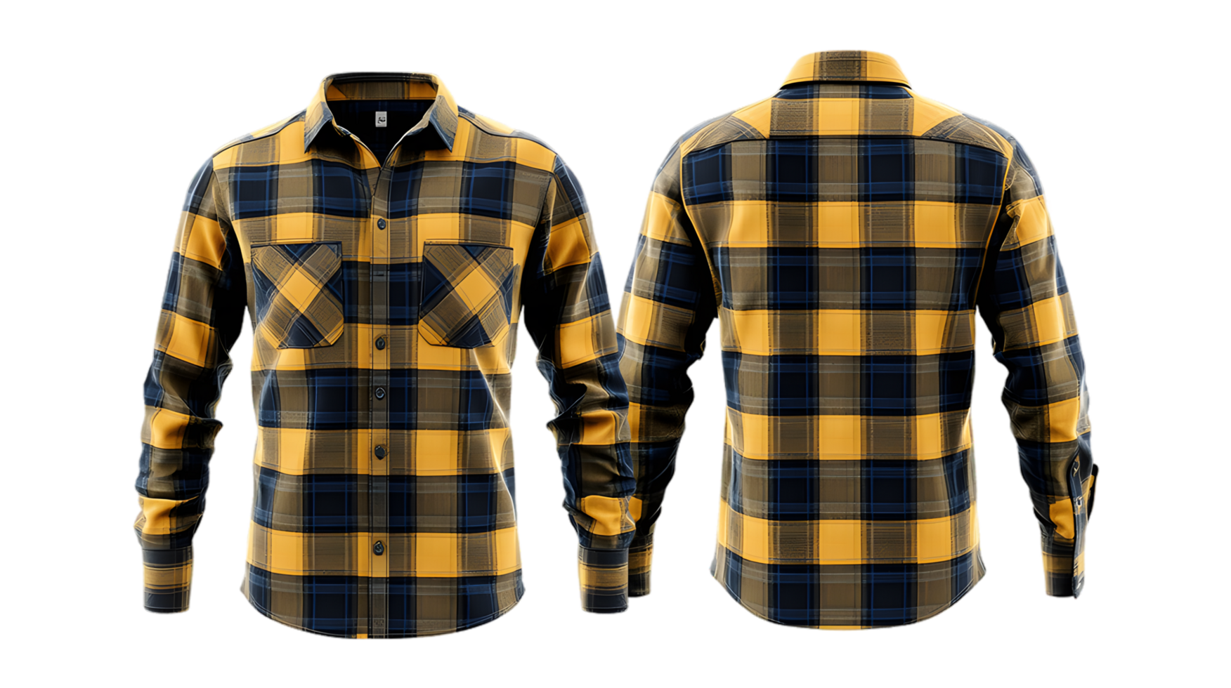 yellow and black plaid shirt mockup png