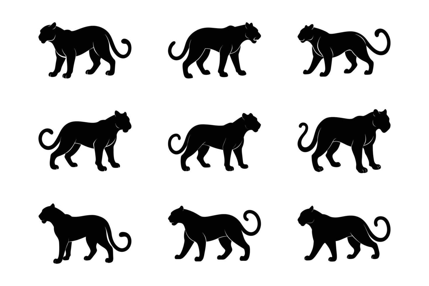 Panther Silhouette Graphic Art Set Bundle Collections for Unique Digital Art vector