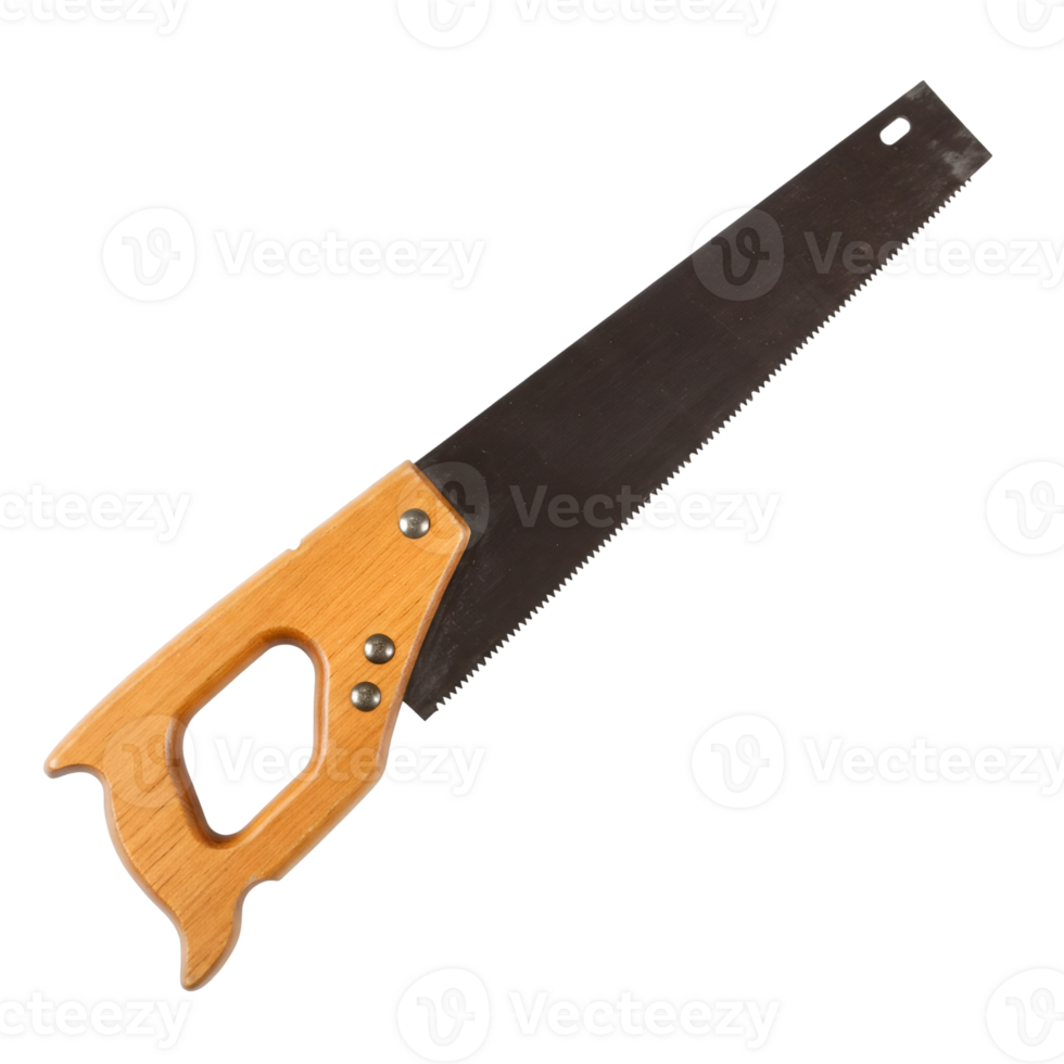a saw with a wooden handle on a transparent background png