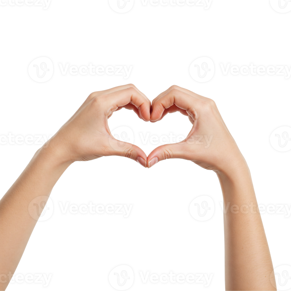 hands making heart shape isolated on transparent background png