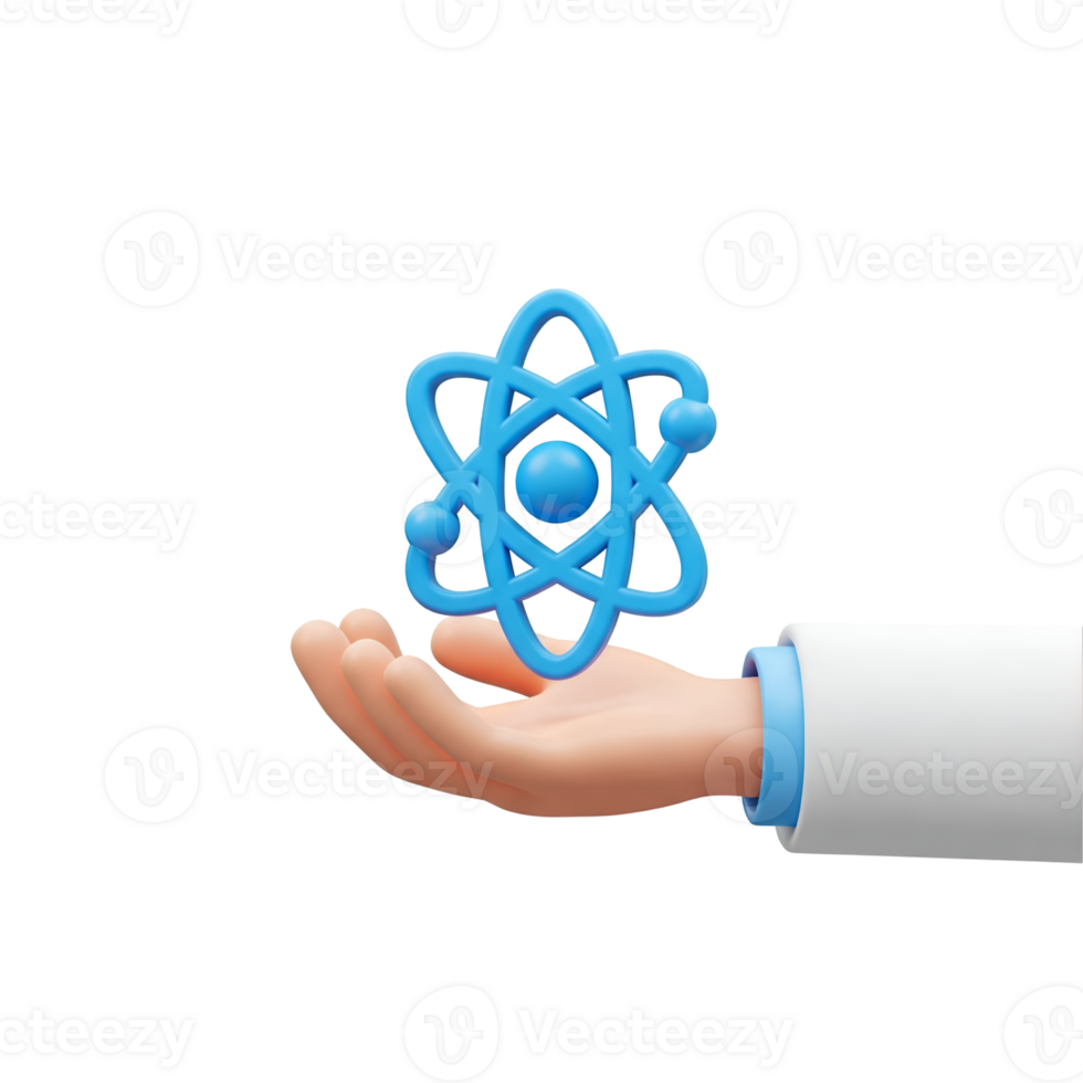 a hand holding an atom symbol icon isolated on a transparent background png