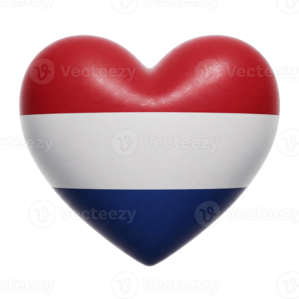 the flag of netherlands in a heart shape isolated on transparent background png