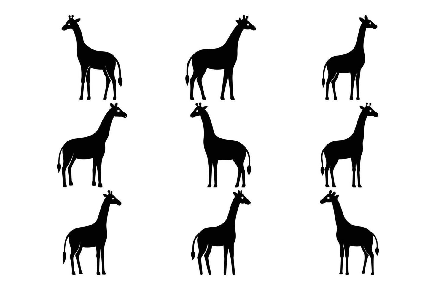 Simple Giraffe Silhouette Graphic Art Set Bundle Collections for unique design projects vector