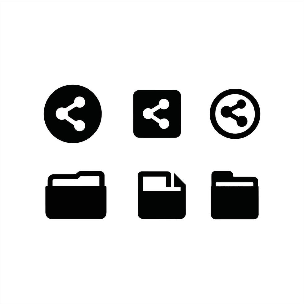 Sharing and Folder Icons for Social Media and File Management vector