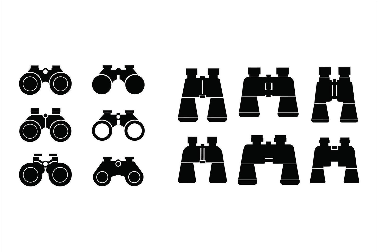 Collection of Binoculars Icons and Silhouettes vector
