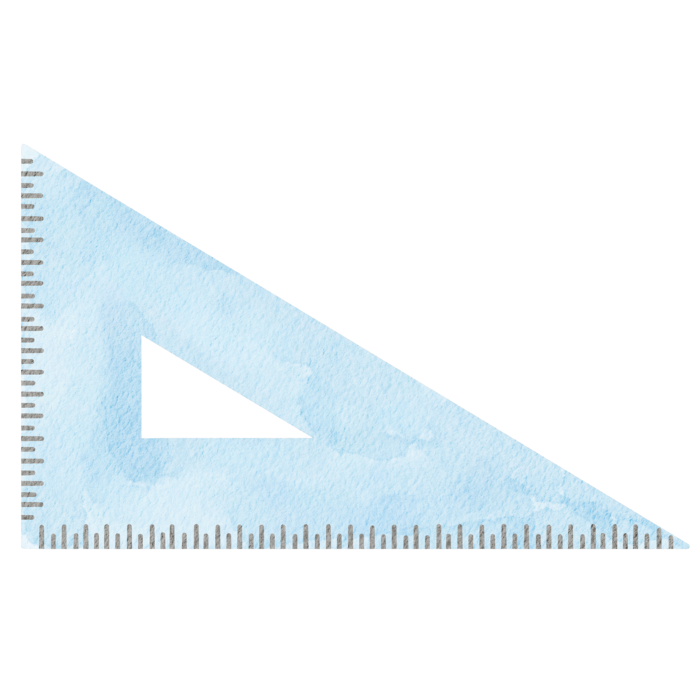 Watercolor Triangle Ruler Stationery Illustration. School Supplies Triangle Ruler Watercolor Illustration png