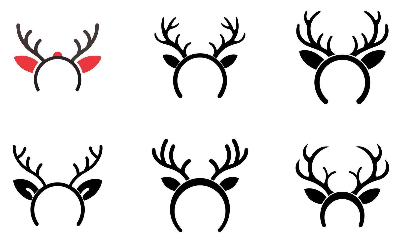 Reindeer Antlers Headband icon set vector