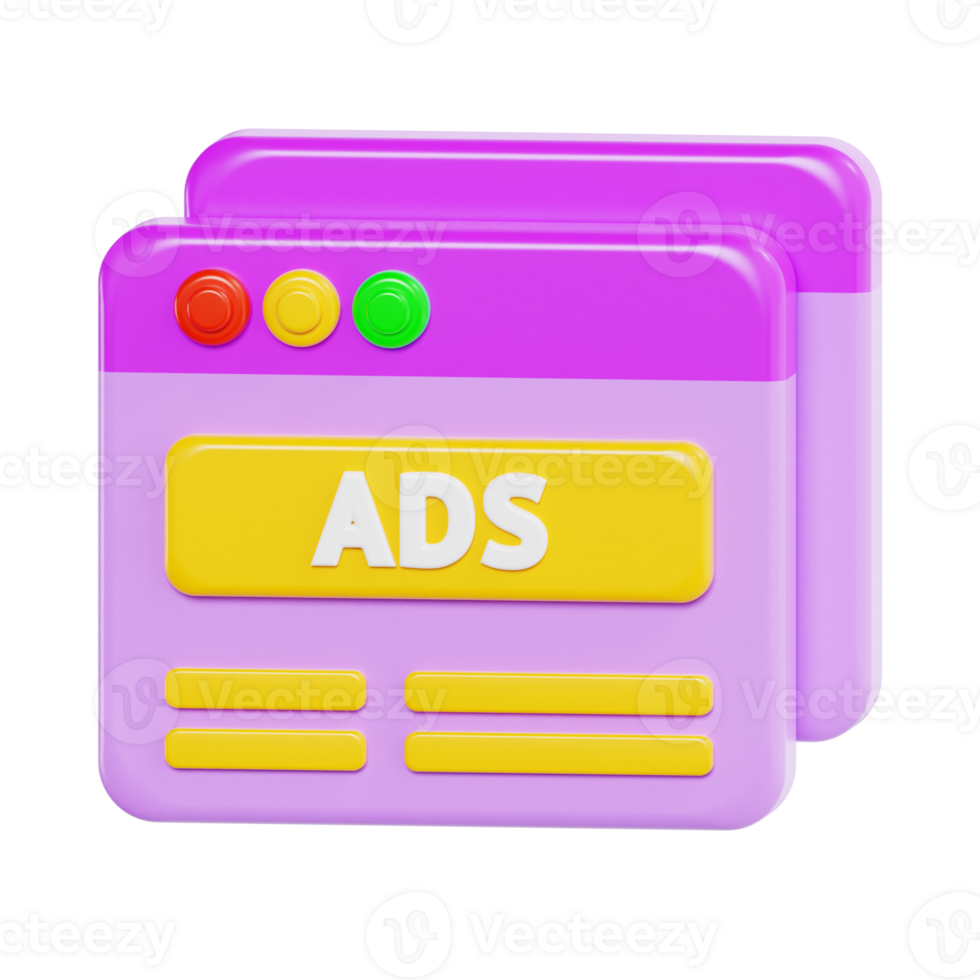 3D Web Advertising Icon in Colorful Style png
