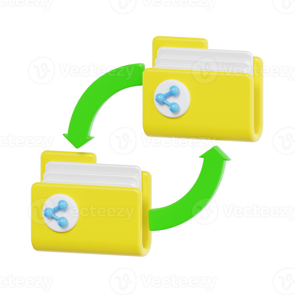 Folder Syncing Icon with Green Arrows for File Transfer png