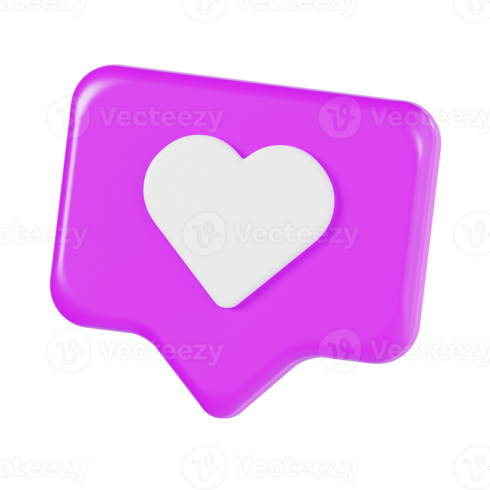 3D Heart Like Icon in Social Media Style png