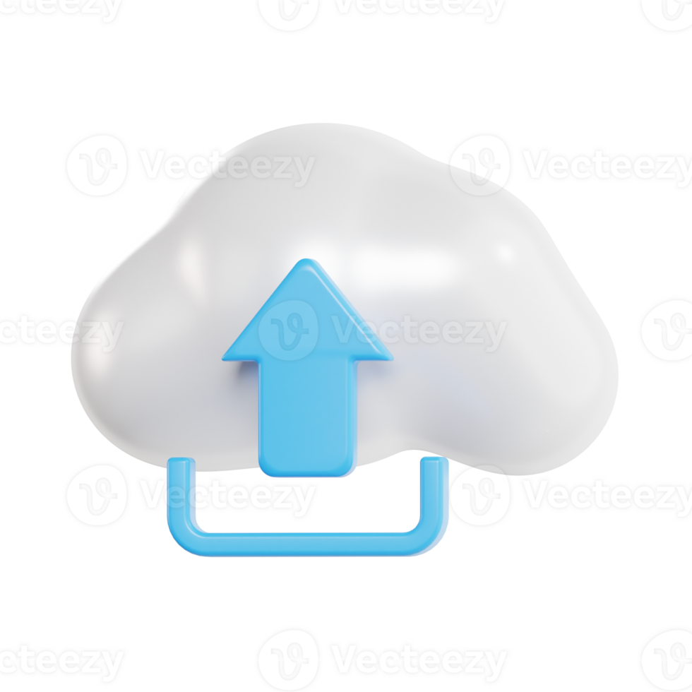 Cloud Icon with Blue Up Arrow for Data Upload png