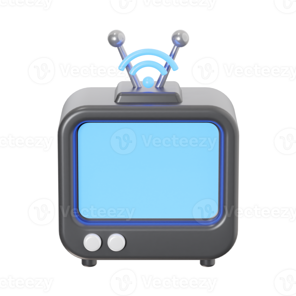 Retro TV with Wireless Antenna and Signal Icon png