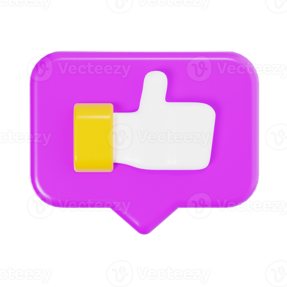 Like Symbol for Social Media in 3D png