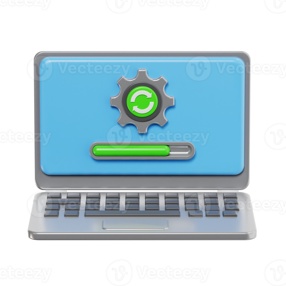 System Update in Progress on Laptop with Refresh Icon png