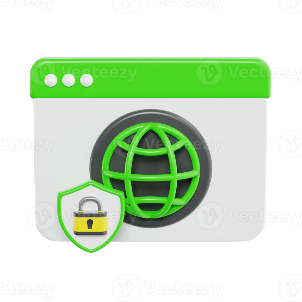 Web Browser with Secure Lock and Shield Icon png