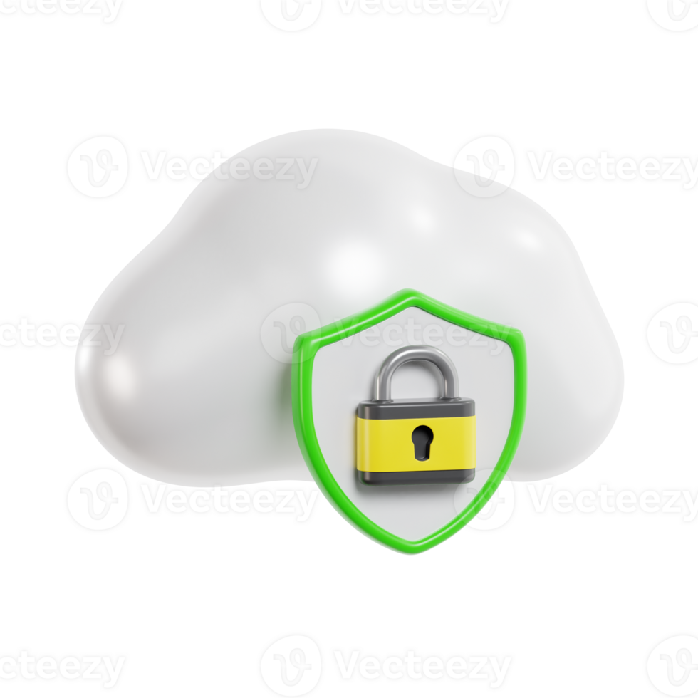 Cloud Icon with Security Shield and Lock png