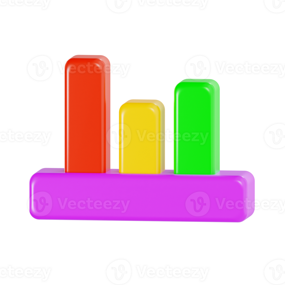 3D Bar Graph Icon in Colorful Design png