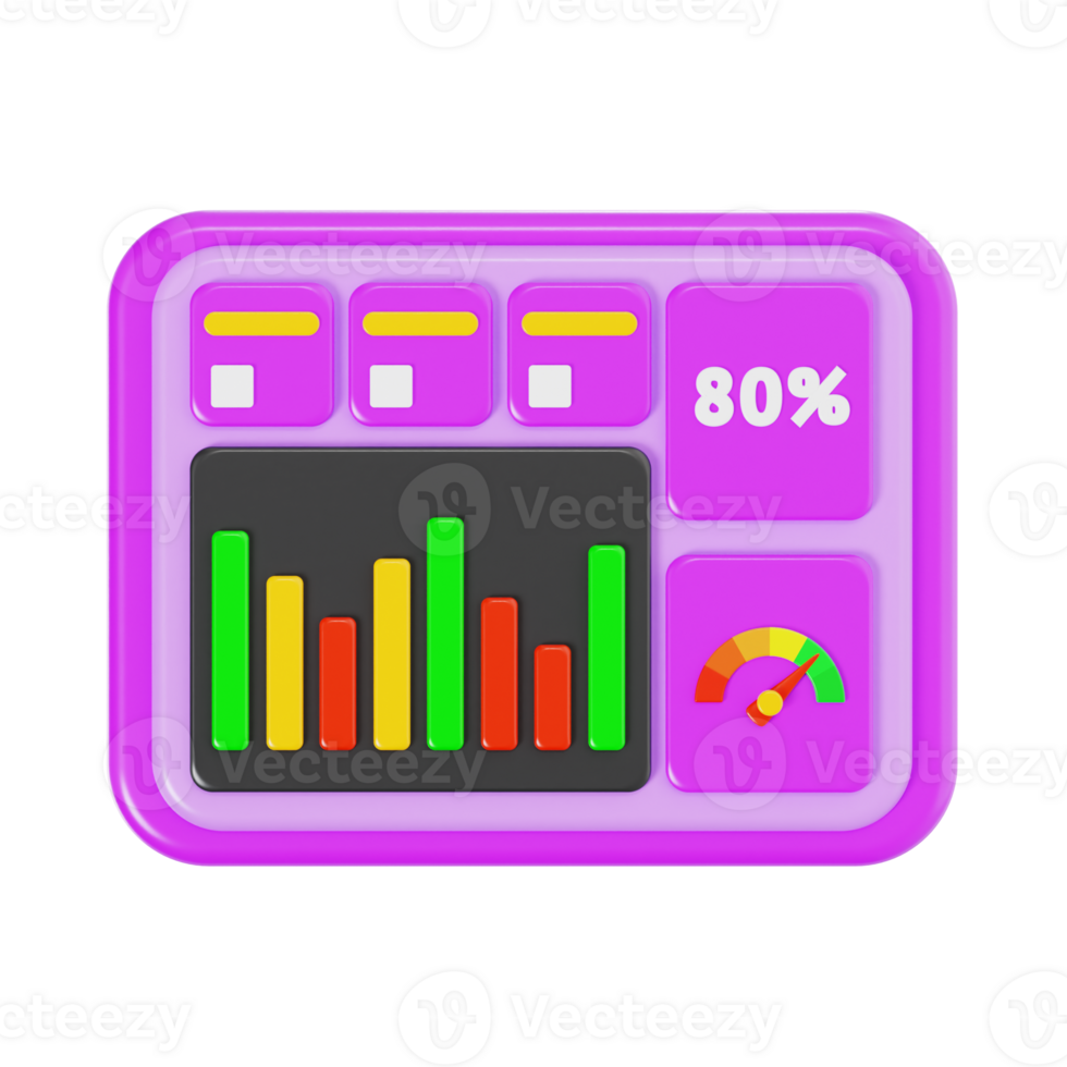 3D Analytics Dashboard Interface Icon png