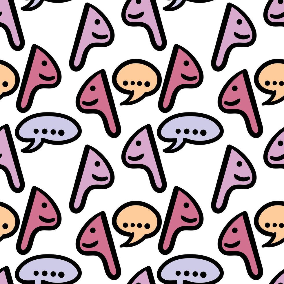 Chit chat abstract illustration seamless pattern. Hand drawn colorful seamless pattern. vector