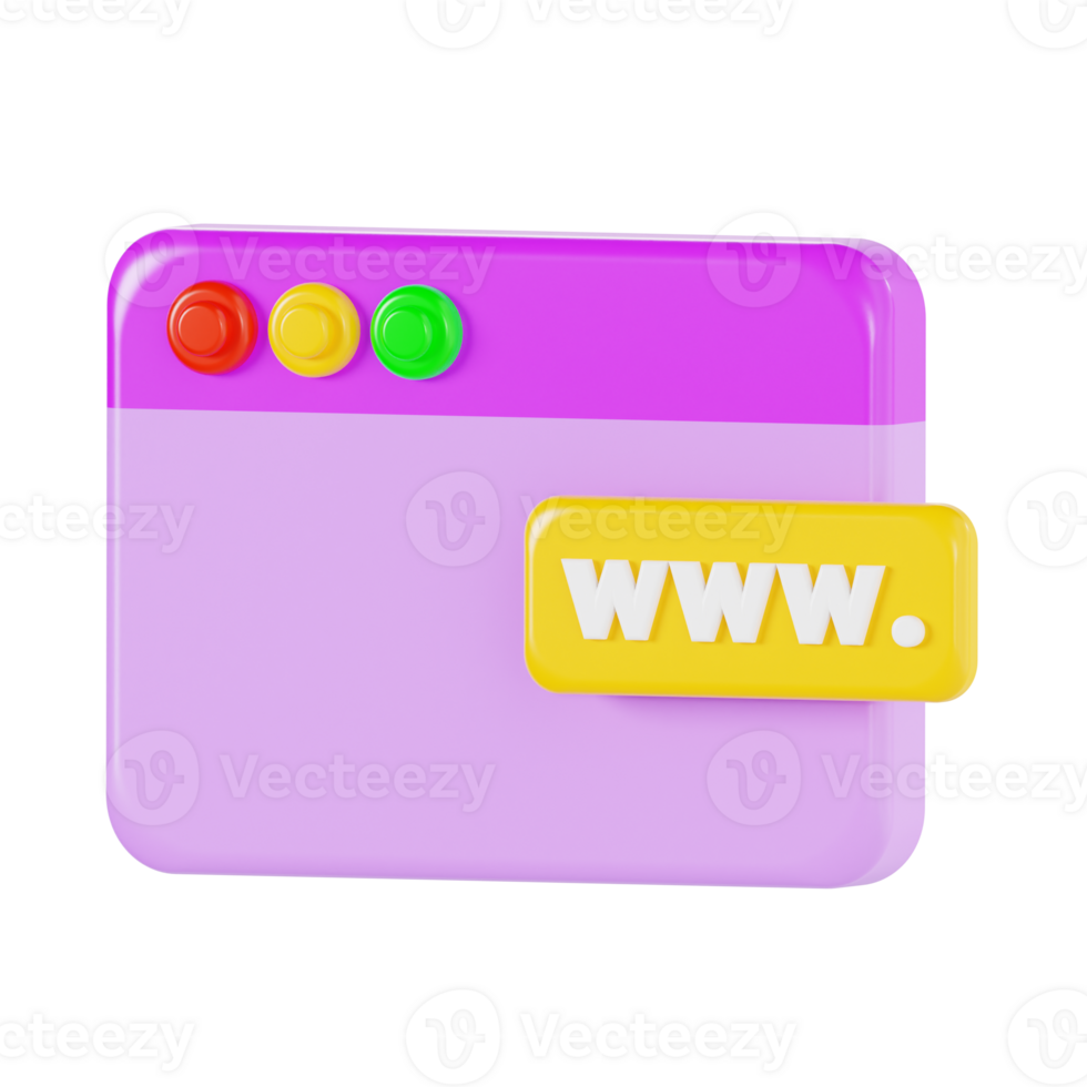 3D Website Browser Icon with WWW Label png
