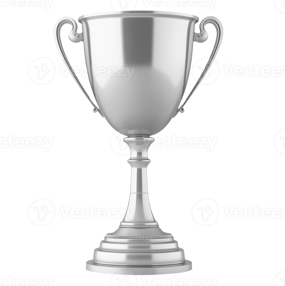 A silver trophy, displayed on a design asset website for selection png