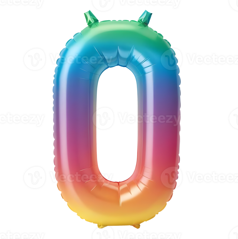 An inflatable balloon numeral zero, from a collection of stock graphics png