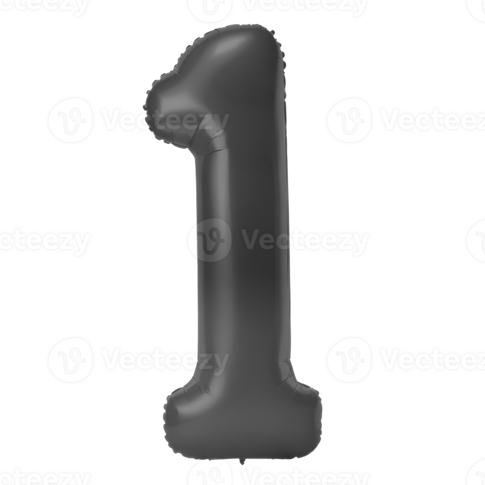 A black, shiny, number-one balloon png