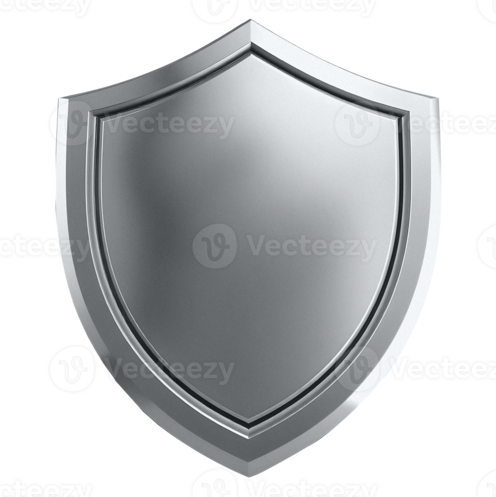 Silver heraldic shield, potentially for a logo or graphic element. png