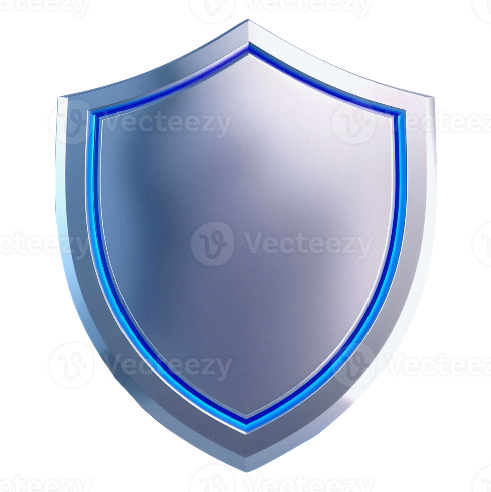 Silver shield icon with a blue outline png