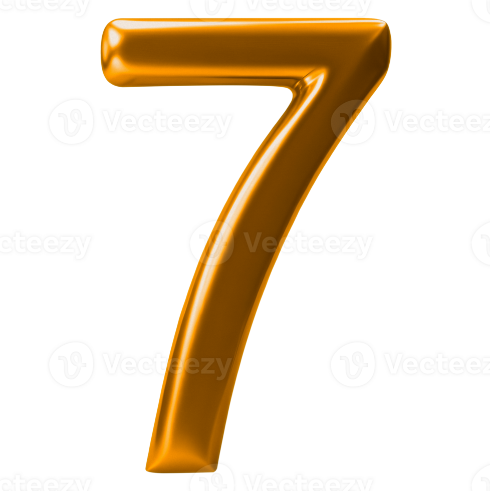 An image showing a glossy, 3D rendered number seven png