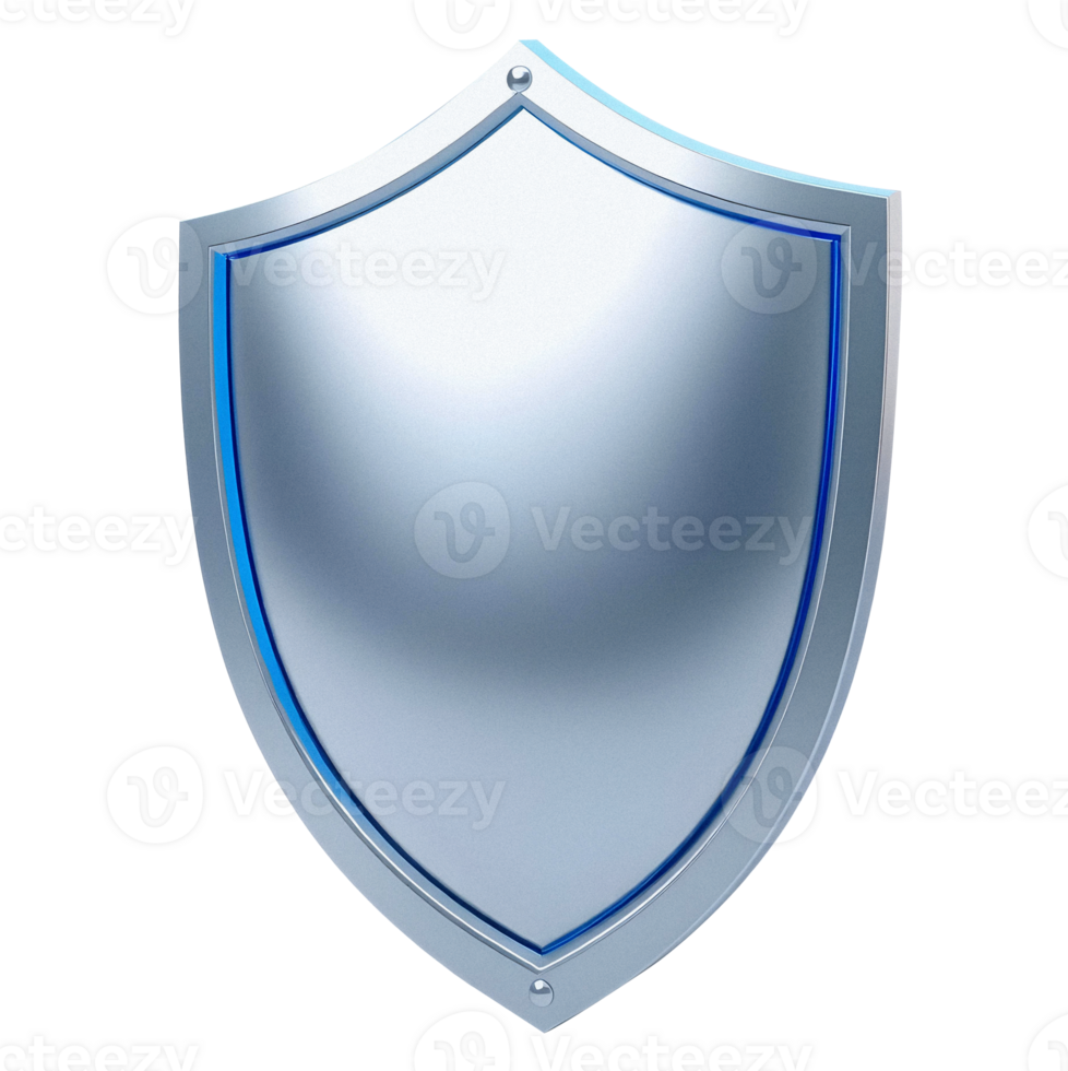Silver shield, likely used as a symbol for protection or security, with light blue accent lines. png