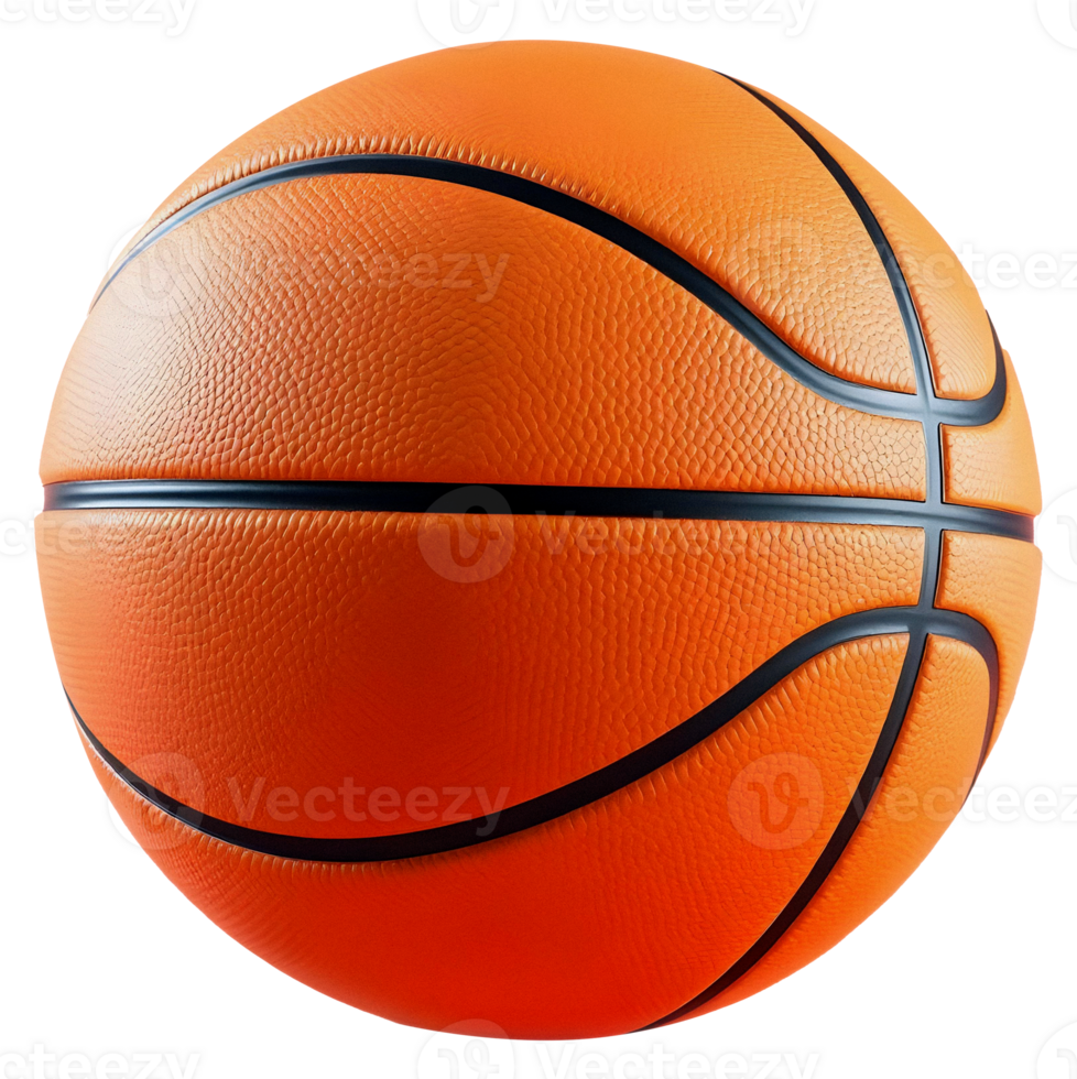A glossy basketball with black seams png