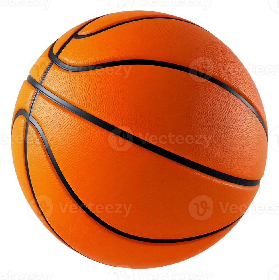 A realistic, three-dimensional basketball is shown png