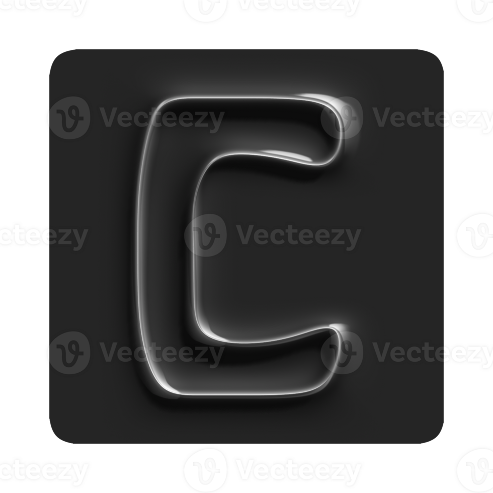 A black and white 3d letter c png