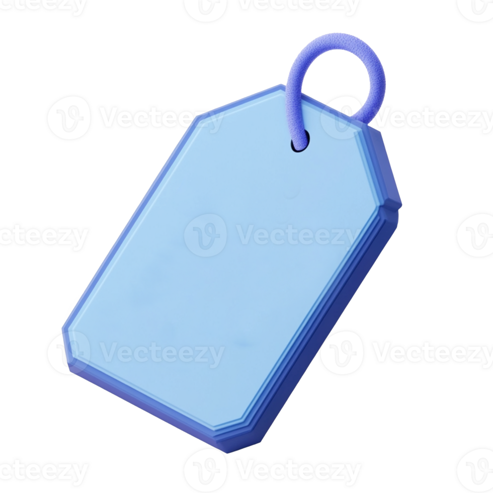 Blue Tags with Purple Loop A Minimalist 3D Rendering png